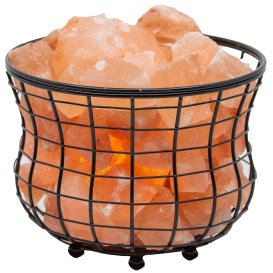 Lampada di Sale Himalayano con Cestino in Ferro Battuto Cestino Grande