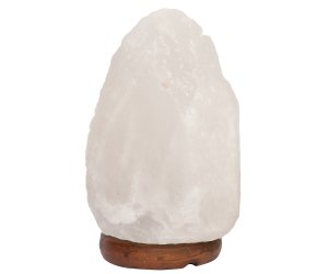 Lampada di Sale dell'Himalaya con base in legno naturale sbiancato