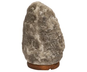 Lampada di Sale Grigio dell’Himalaya con Base in Legno – 3/4 Kg