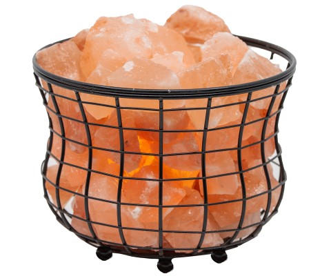 Lampada di Sale Himalayano con Cestino in Ferro Battuto Cestino Grande