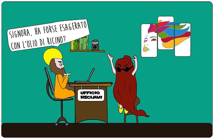 Un cliente presenta un reclamo per l'effetto dell'olio di ricino